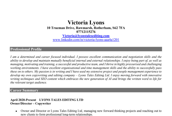 write a cover letter or tailor a CV to fit a specific job